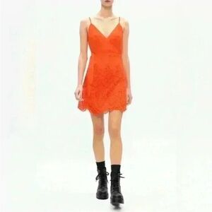 All Saints Women’s size 4 Zariah Orange Wrap Mini Dress Eyelet Zariah Dress